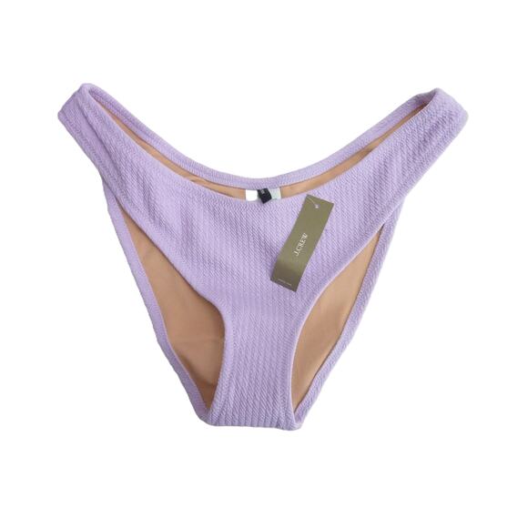 NWT J.Crew Textured Curved-Waist Cheeky Bikini Bottom Pastel Lavender Purple M - Picture 1 of 6
